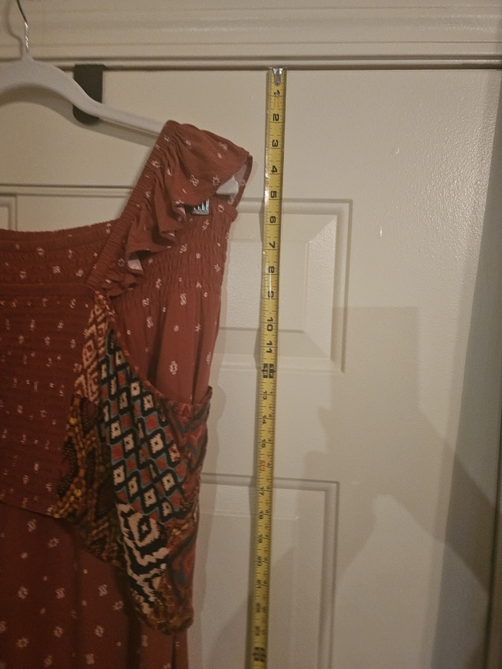 Rust Printed Wide-Leg Jumpsuit with Ruffle Straps - Picture 5 of 7